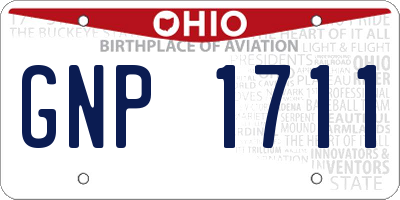 OH license plate GNP1711