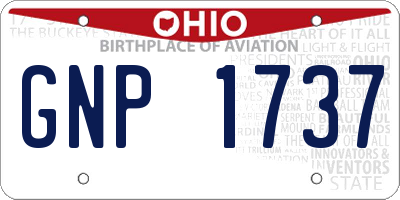 OH license plate GNP1737