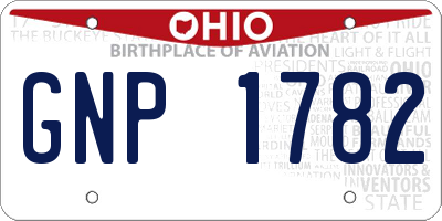 OH license plate GNP1782
