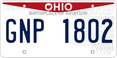 OH license plate GNP1802