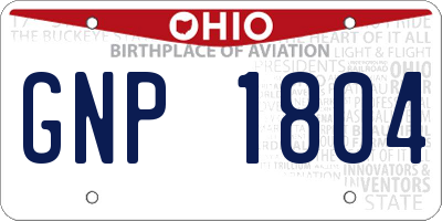 OH license plate GNP1804