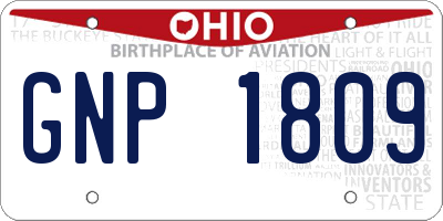 OH license plate GNP1809