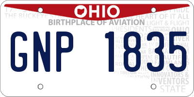 OH license plate GNP1835