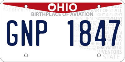 OH license plate GNP1847