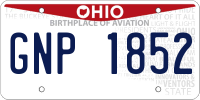 OH license plate GNP1852