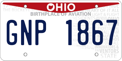 OH license plate GNP1867