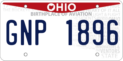 OH license plate GNP1896