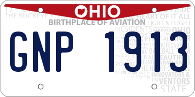 OH license plate GNP1913
