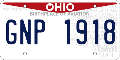 OH license plate GNP1918