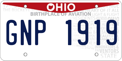 OH license plate GNP1919