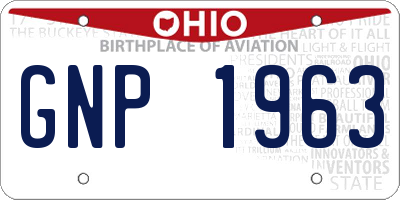 OH license plate GNP1963
