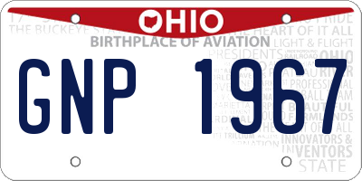 OH license plate GNP1967