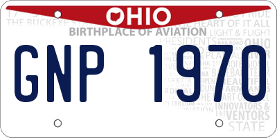 OH license plate GNP1970