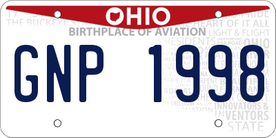 OH license plate GNP1998