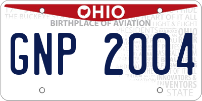 OH license plate GNP2004