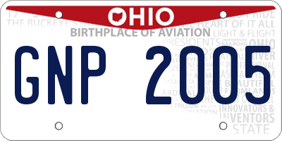 OH license plate GNP2005