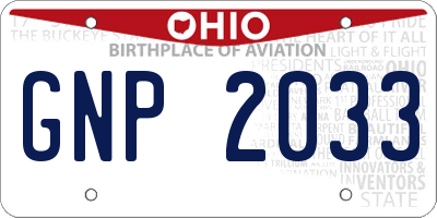 OH license plate GNP2033