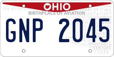 OH license plate GNP2045