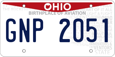 OH license plate GNP2051