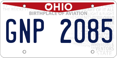 OH license plate GNP2085