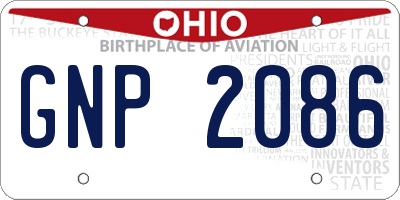 OH license plate GNP2086