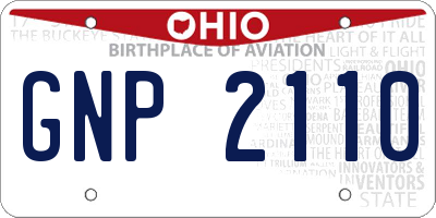 OH license plate GNP2110