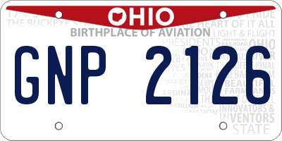 OH license plate GNP2126