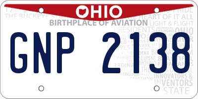 OH license plate GNP2138