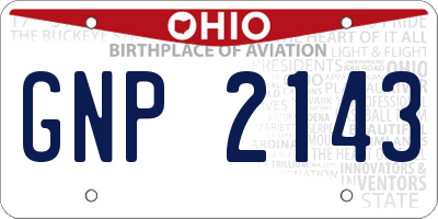 OH license plate GNP2143