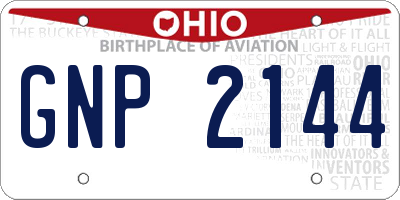 OH license plate GNP2144