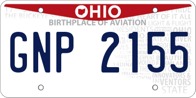 OH license plate GNP2155