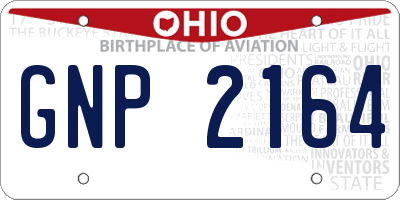 OH license plate GNP2164