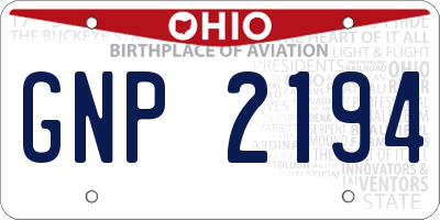 OH license plate GNP2194
