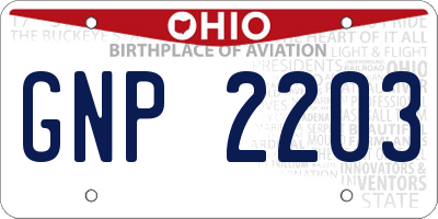 OH license plate GNP2203