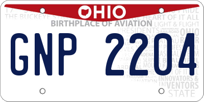OH license plate GNP2204