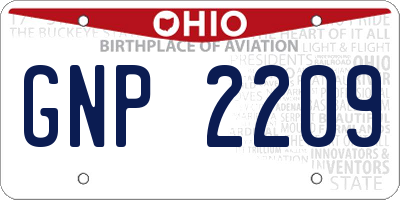 OH license plate GNP2209