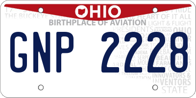 OH license plate GNP2228