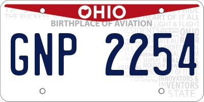 OH license plate GNP2254