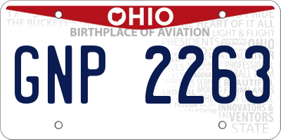 OH license plate GNP2263