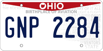 OH license plate GNP2284