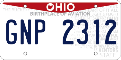 OH license plate GNP2312