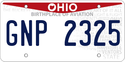 OH license plate GNP2325