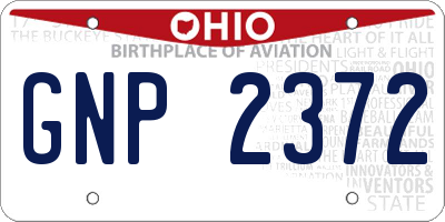 OH license plate GNP2372