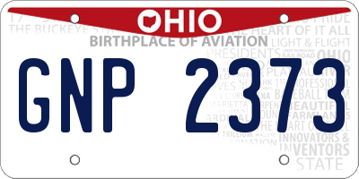 OH license plate GNP2373