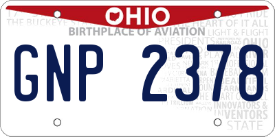 OH license plate GNP2378