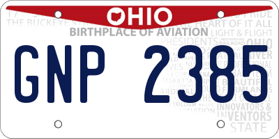 OH license plate GNP2385