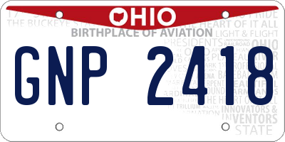 OH license plate GNP2418