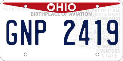 OH license plate GNP2419