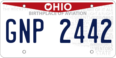 OH license plate GNP2442