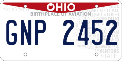 OH license plate GNP2452